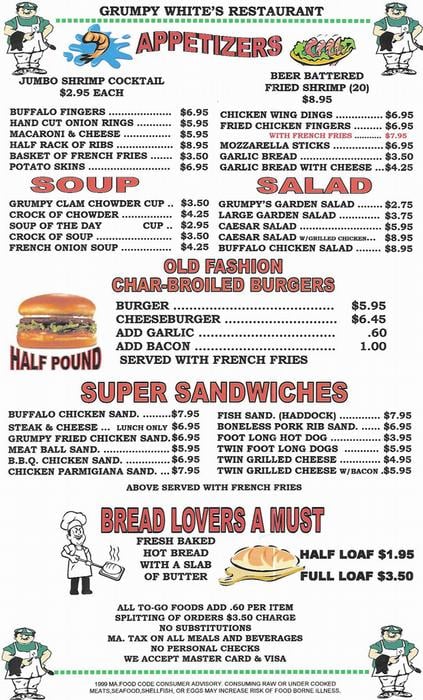 Grumpy White's with Menu, Light Colors