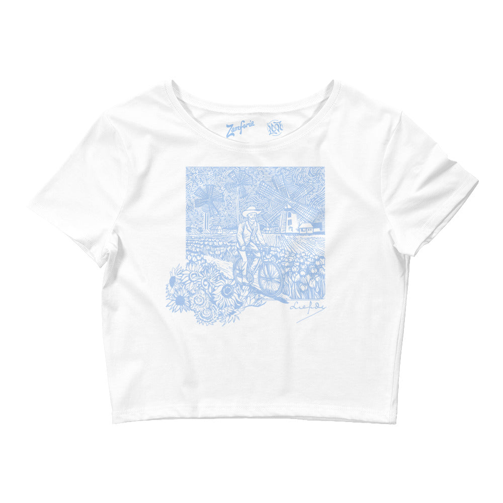 Van Gogh Blue, Women’s Crop Top, Love in Dutch