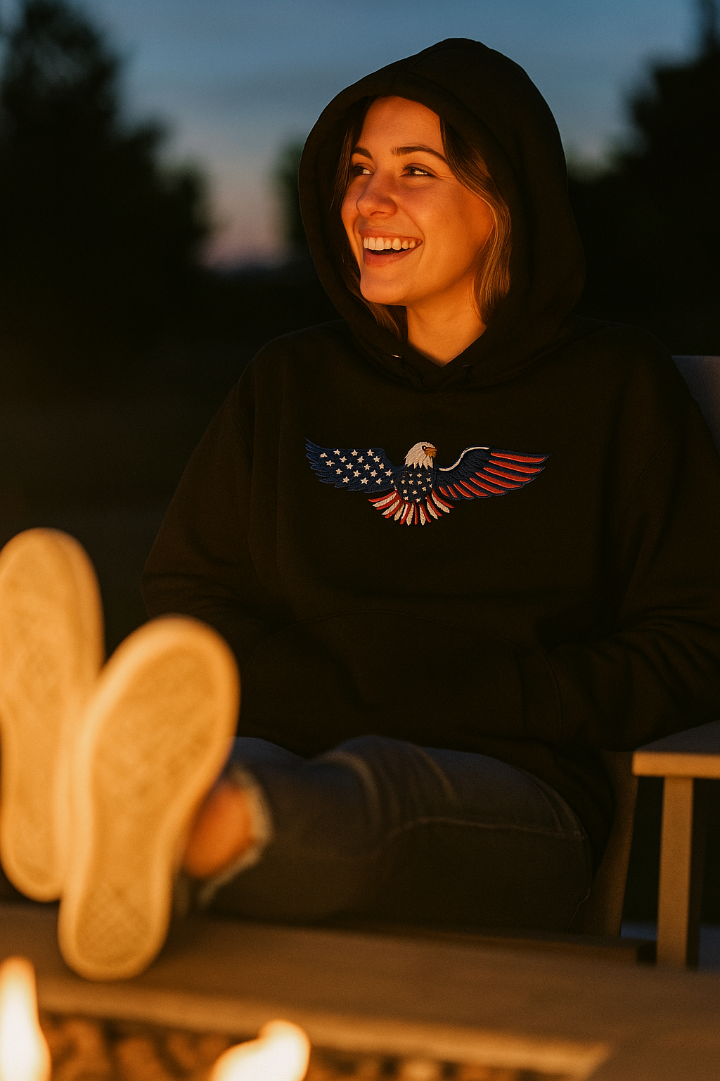 Embroidered Eagle Hoodie