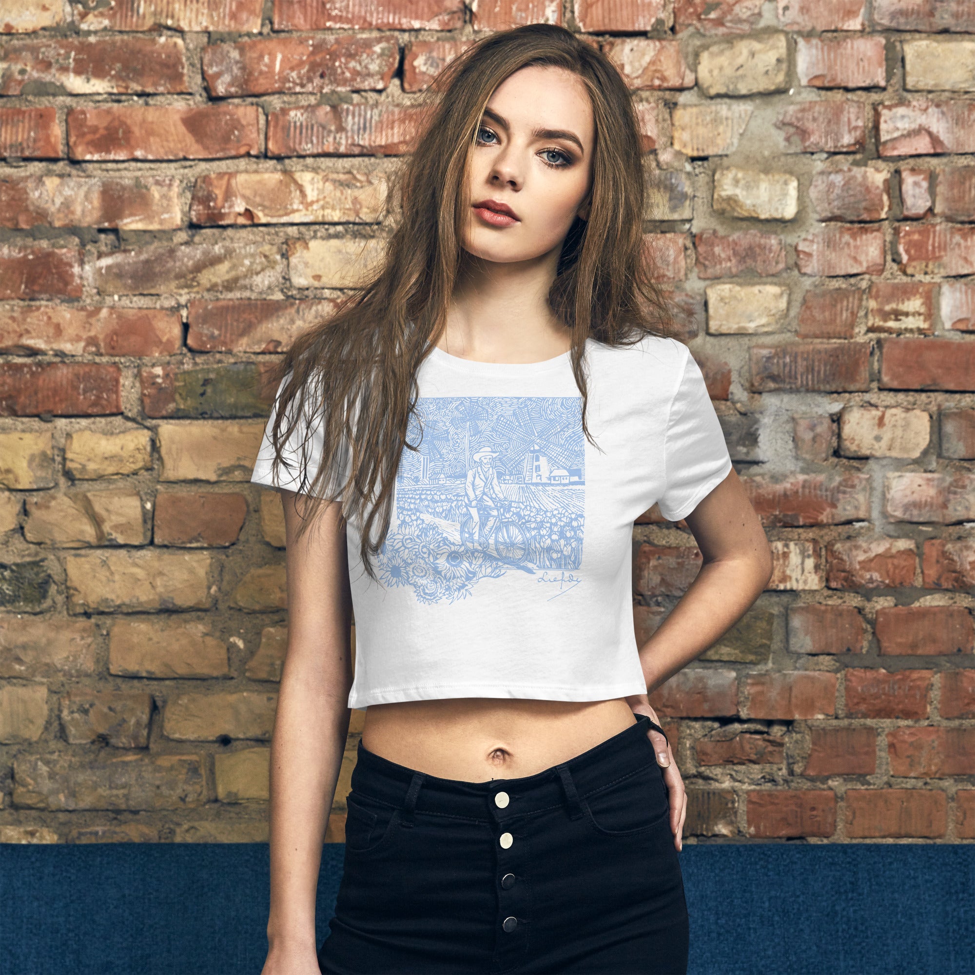 Van Gogh Blue, Women’s Crop Top, Love in Dutch